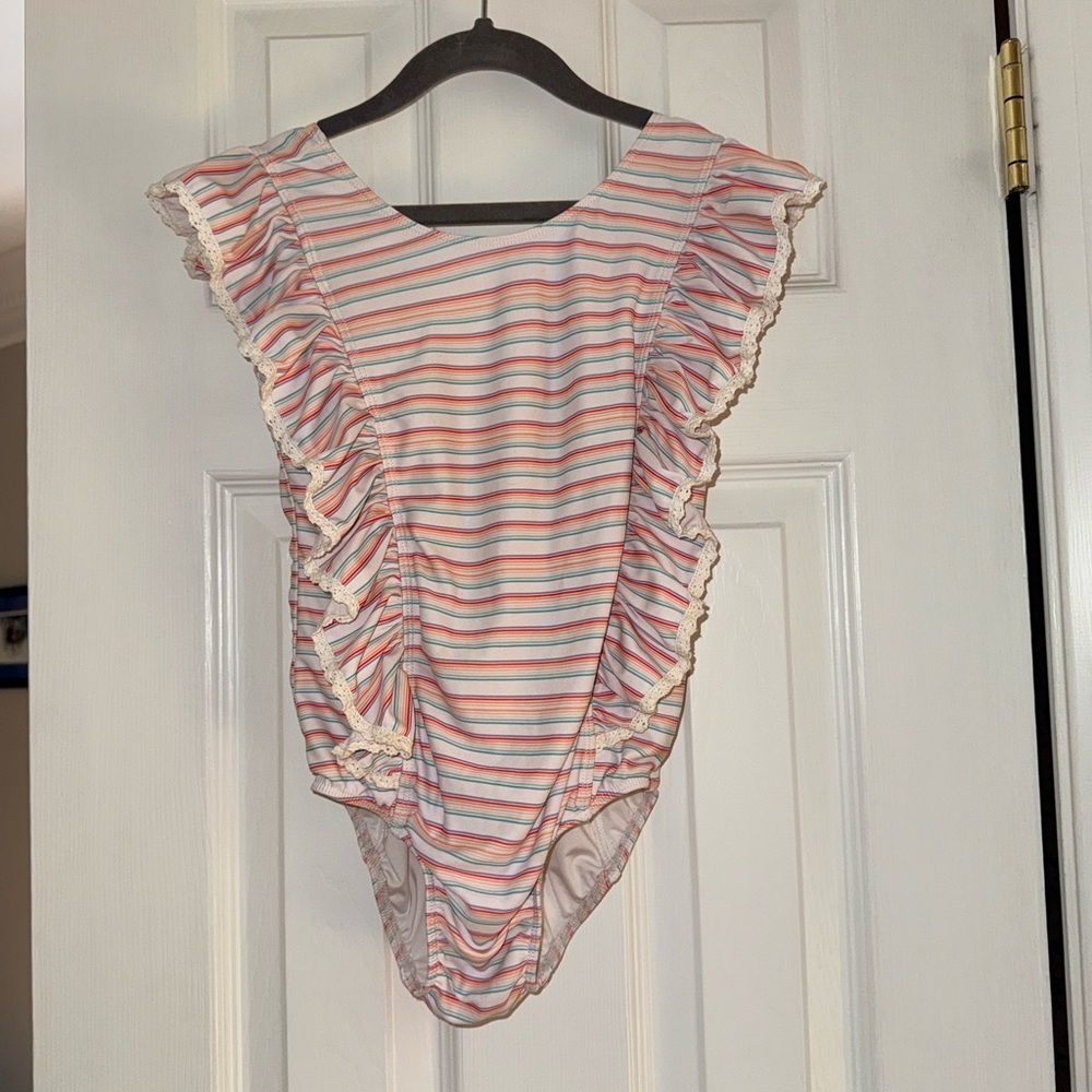 GUC Charming Mary size 8Y Striped Ruffle One Piece Bathing Suit